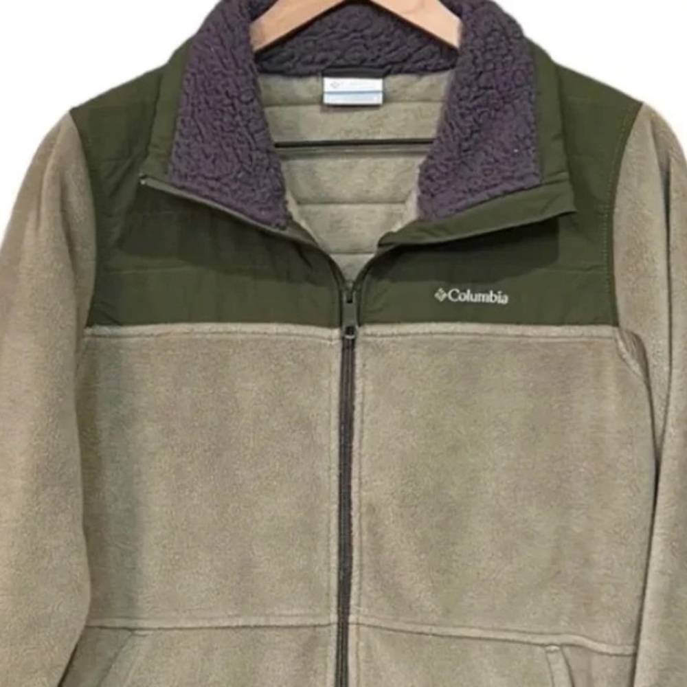 Columbia Women’s Fleece Full Zip Jacket Tan Green Size Small - Picture 6 of 10